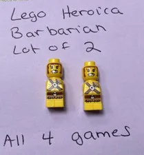 Retired Lego Heroica Barbarian Microfigure Lot Of 2 Yellow Missing Tooth