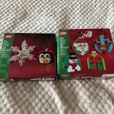 LEGO 40572 & 40744 Penguin & Snowflake Ornament CHRISTMAS ORNAMENTS-SEALED LOT!