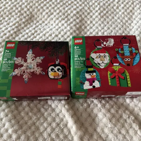 LEGO 40572 & 40744 Penguin & Snowflake Ornament CHRISTMAS ORNAMENTS-SEALED LOT!