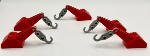 LEGO 5x Red Hook Slope 45 2 x 3 x 1/2 Double w/ Arm  inv.613