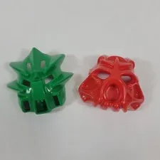 LEGO Bionicle Kanohi RED Hau Nuva & GREEN Miru Nuva Mask Part Lot 43853 43614