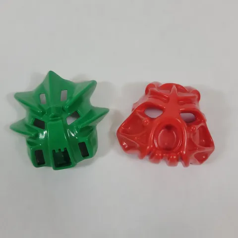 LEGO Bionicle Kanohi RED Hau Nuva & GREEN Miru Nuva Mask Part Lot 43853 43614