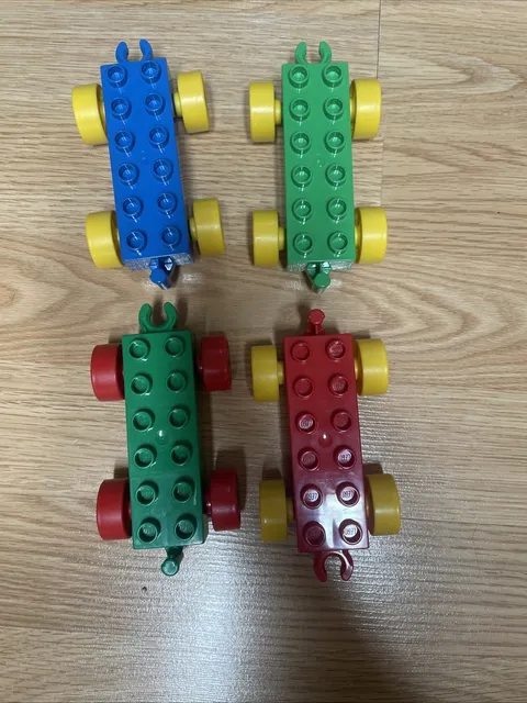 Lego Duplo Lot Cars Train Base Vehicle Toy Parts 4 Pieces Mixed Colors