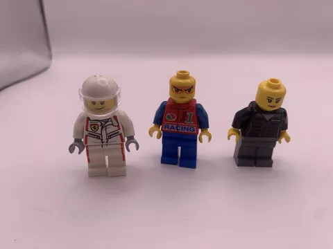 Lego Racing Figures Lot Of 3 Mercedes Petronas, Ferrari, 