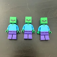 LEGO Minecraft Zombie Minifigure Lot of 3