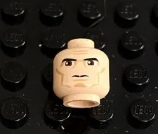 LEGO Light Nougat Head Black Eyebrows Cheek & Brow Lines, Dark Eyes & Stern Look
