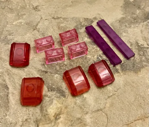 Lego Red Pink Purple Translucent Piece Lot