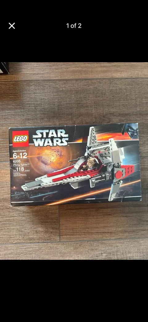 Retired #6205 V-Wing Fighter Lego Star Wars 100% Complete W/ Box and Instruction