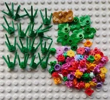 Lego Flower lot x100 - lot 2 - 16 plant stalks 9 leaves 75 flowers