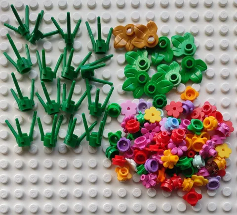 Lego Flower lot x100 - lot 2 - 16 plant stalks 9 leaves 75 flowers