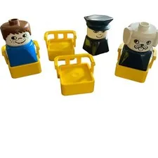 Lego Duplo 1970s 4 Yellow Chairs, Boy, Puppy Dog, Man