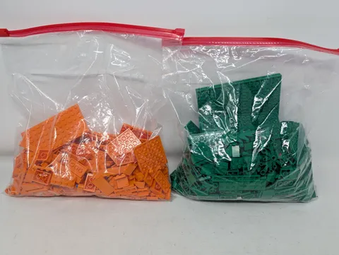 LEGO Bricks Bulk Lot - GREEN & ORANGE - Gallon Size Bag