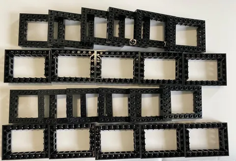 LEGO Part 32532 in Black, Lot of 22 Technic Brick 6x8 with Open Center NEW