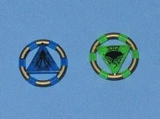 Lot 2 LEGO Atlantis Treasure Key w/ Gold Bands Blue & Green-Trans-7985-87748pb05