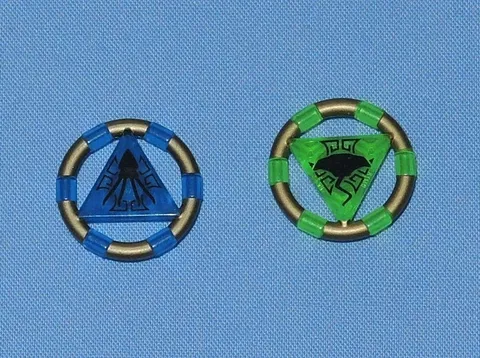 Lot 2 LEGO Atlantis Treasure Key w/ Gold Bands Blue & Green-Trans-7985-87748pb05