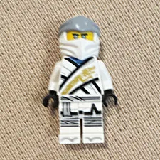 LEGO NINJAGO Zane White Ninja Minifigure Printed w/ Gray Hood/Mask