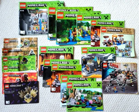 Lot of 19 Lego Instruction Manuals MINECRAFT, LEGO MOVIE