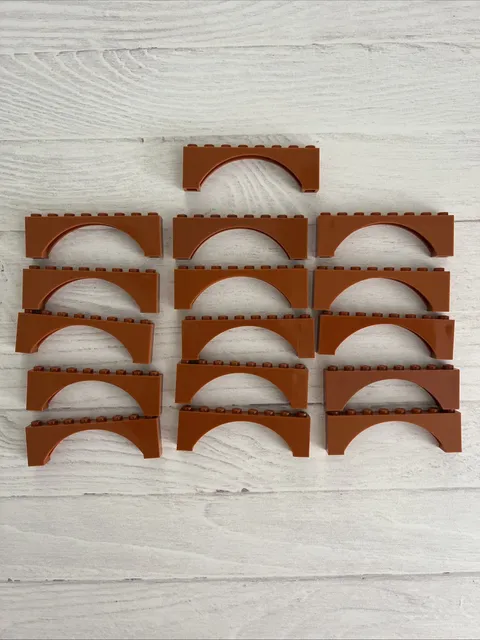 LEGO LOT DARK ORANGE 16 PCS 1X8 ARCH ARCHES BRICK VARIETY BUILDING PIECES
