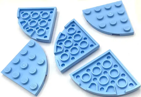 Lego 5 New Bright Light Blue Plates Round Corner 4 x 4 Parts