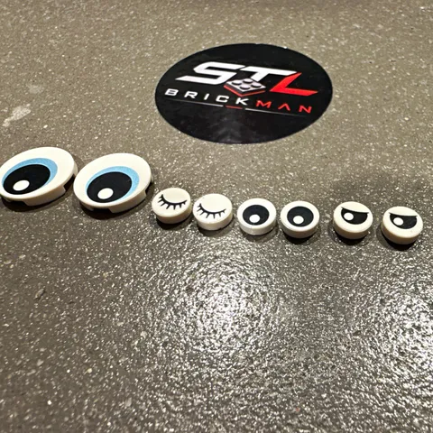 LEGO 4 Pairs of LEGO Printed Eye Tiles. Large and Small.