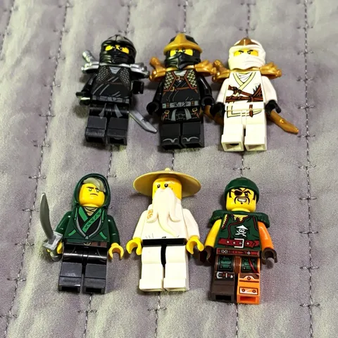 LEGO NINJAGO Minifigure Lot of 6 Sensei Wu Ninja Figures w/ Weapons