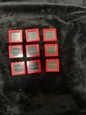 LEGO Train Windows 1x4x3 Red Frame 6556 with Glass 4034 Set of 9
