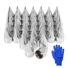 Hqalty 40Pcs Lug Nut Covers 33Mm X 4 1/4 Spike Nut Covers Abs Chrome Plastic