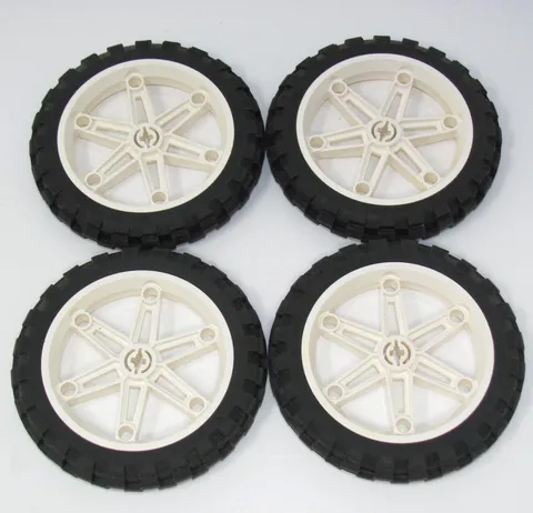 Lot of 4 LEGO Mindstorm Technic 81.6 x 15 Wheels Tires Motorcycle (2902 2903)