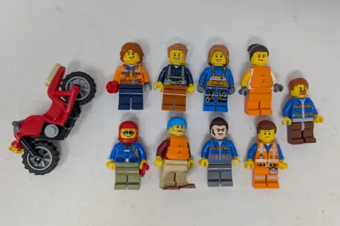 LEGO City Construction Explorer Minifigures with Bike Motorcycle  - Lot of 9