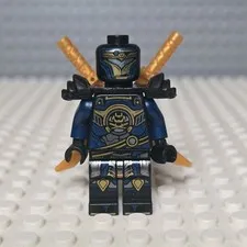 LEGO NINJAGO Dark Blue & Gold Armored Ninja Minifigure w/ 2 Gold Swords