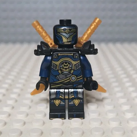 LEGO NINJAGO Dark Blue & Gold Armored Ninja Minifigure w/ 2 Gold Swords