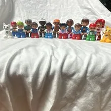 LEGO Duplo Figures Lot 15 Diverse Characters Cats Kids Adults Worker Boys Girls