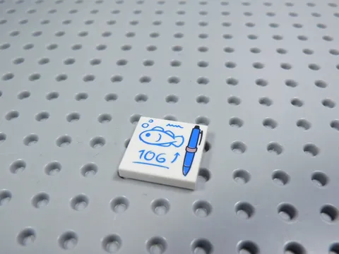 LEGO White 2x2 Printed Tile Plate Minifig Fish Pen AY
