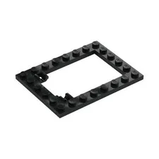 LEGO 2x Black Plate, Modified 6 x 8 Trap Door Frame Horizontal inv.627