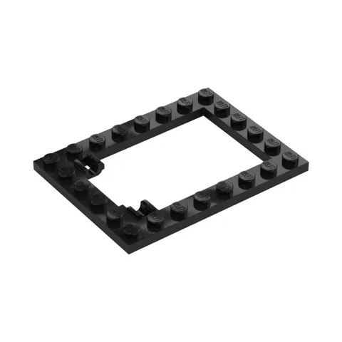 LEGO 2x Black Plate, Modified 6 x 8 Trap Door Frame Horizontal inv.627