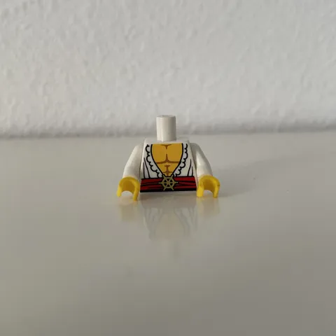 LEGO Minifigure Torso Pirate Ruffle Shirt Ships Wheel Belt Buckle BARE CHEST