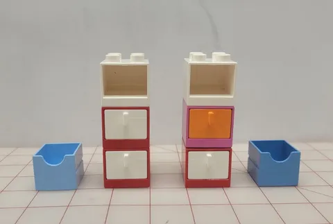 Lego Duplo Item Nightstand/Storage Drawers & Bins (8) 
