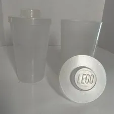 Large LEGO® Pick A Brick Plastic Cups Containers with Snap on Lids (Lot of 2)