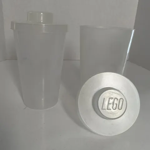 Large LEGO® Pick A Brick Plastic Cups Containers with Snap on Lids (Lot of 2)