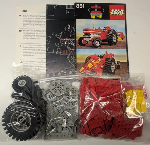 RARE!! LEGO 851 - 1 TECHNIC TRACTOR from 1977 100% Complete + All 3 Instructions