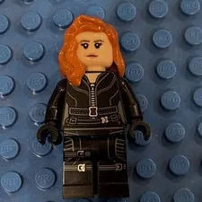 Lego Black Widow Minifigure #sh1012 Black Jumpsuit Set #76313 Marvel Logo