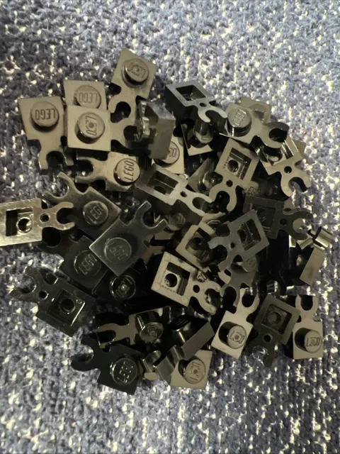 LEGO 4085d Black Plate Modified 1x1 Open O Clip Thick Vertical Grip 42 Pieces