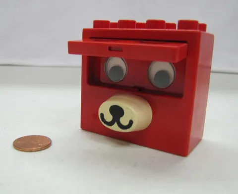 Vtg 1986 Lego Duplo Interactive 2x4 RED BLOCK DOG HEAD FACE EYES OPEN & CLOSE