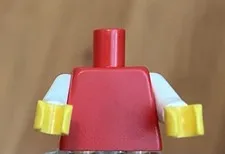 LEGO Solid Red Minifig Torso With White Arms And Yellow Hands
