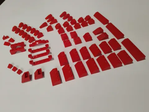 LEGO Blocks Angled Blocks Red QTY 63 Pieces