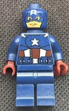 Lego Marvel Super Heroes Minifigure Captain America - Dark Blue Suit 6865!