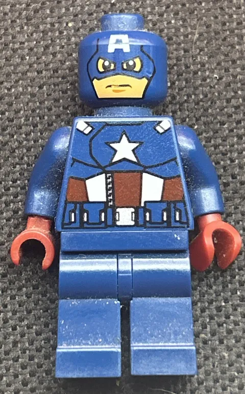 Lego Marvel Super Heroes Minifigure Captain America - Dark Blue Suit 6865!