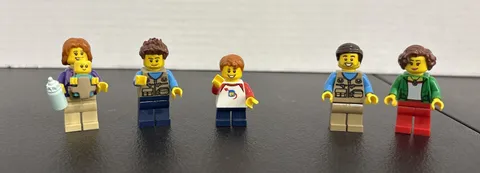 5 Lego Minifigures From Different Sets Camping Families + Accessories See Photos