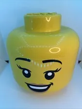 Large LEGO Girl Storage Head Container Yellow Toy Box Organiser 18cmX20cm