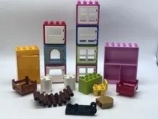 LEGO DUPLO Window and Door Frame Lot + Hanging Bridge, Cabinet Shelf, Chair,